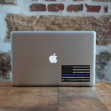 Load image into Gallery viewer, Thin Blue Line Tattered Flag Decal