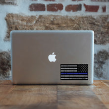Load image into Gallery viewer, Thin Blue Line Tattered Flag Decal
