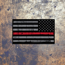 Load image into Gallery viewer, Thin Red Line Tattered Flag Decal