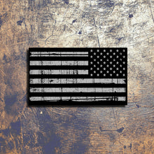 Load image into Gallery viewer, Black Distressed Flag Sticker Decal
