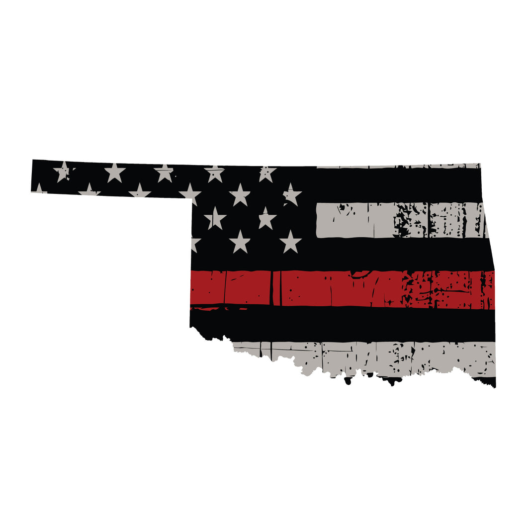 Thin Red Line Tattered Flag Oklahoma Decal