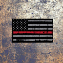 Load image into Gallery viewer, Thin Red Line Tattered Flag Decal

